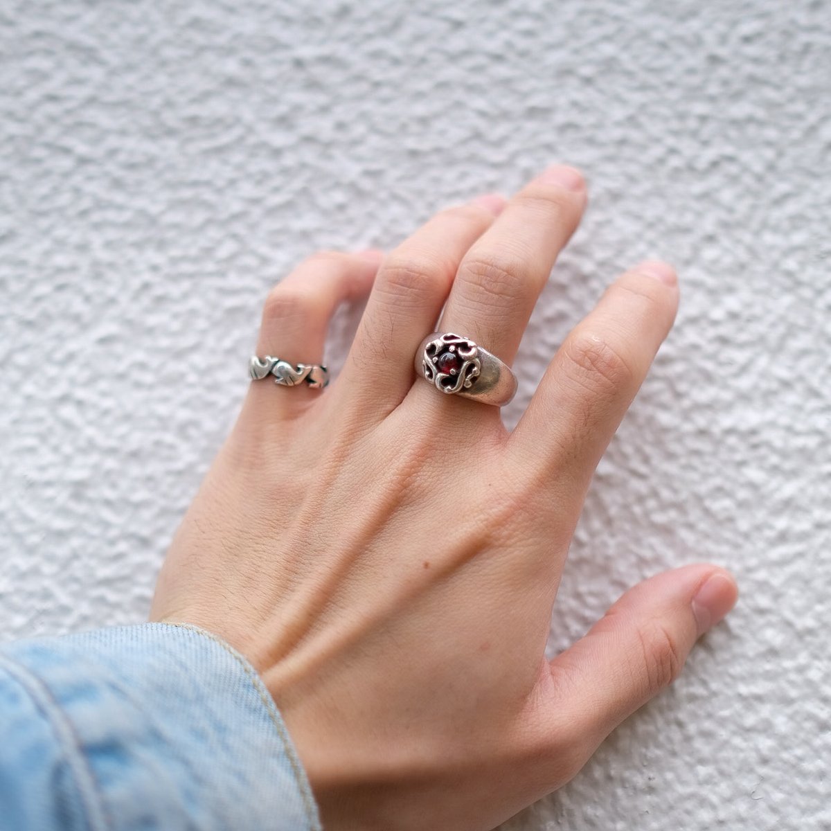 Vintage silver 925 flower design ring | 無無
