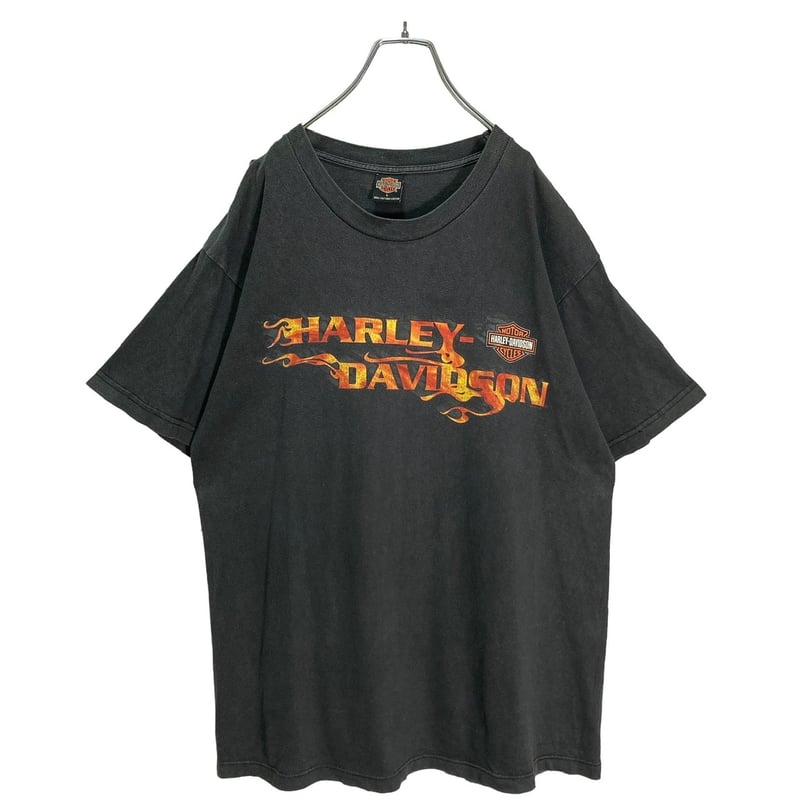 【XL】fire Harley Davidson ハーレーダビッドソンTシャツ HARLEY-DAVIDSON 00's fire flame print T-SHIRT | 無無