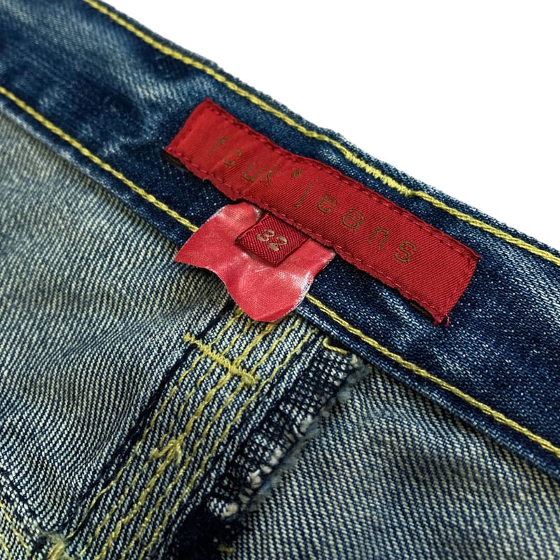 90-00s fuck jeans embroidered denim pants | 無無