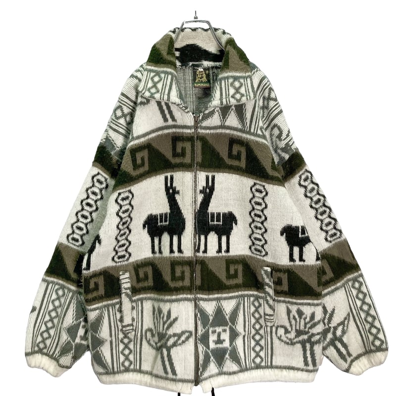 RUMINAHUI zip-up Ecuador wool knit jacket | 無無