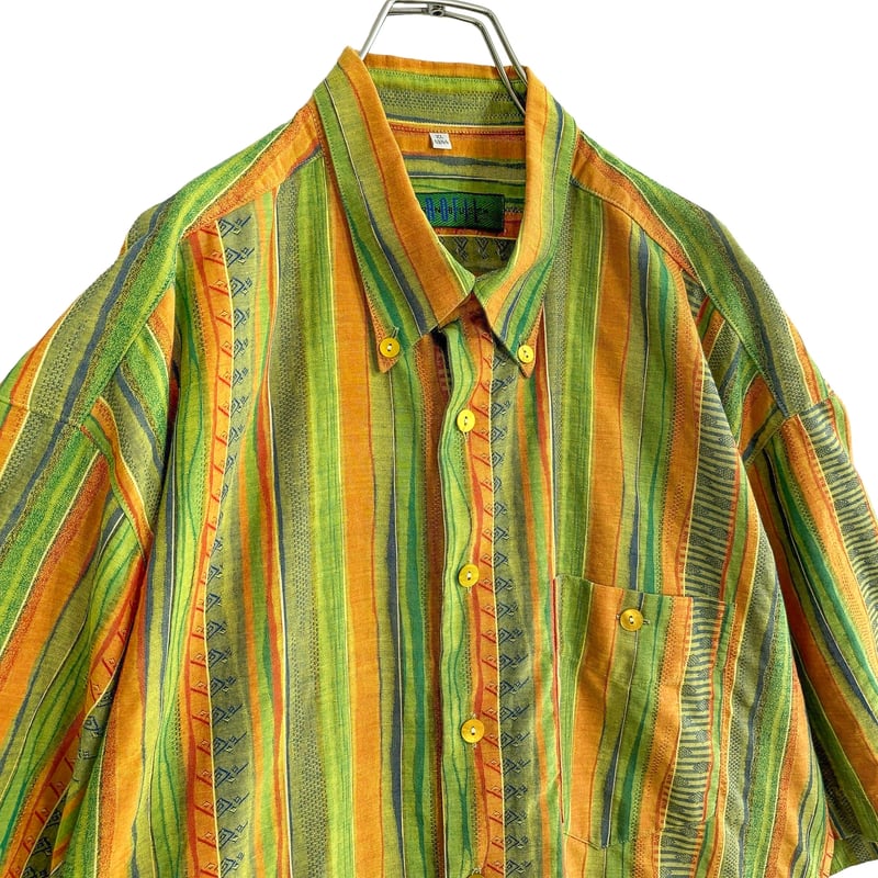 90s DORNBUSCH PROFIL S/S multicolored stripe sh 90s DORNBUSCH PROFIL S/S multicolored stripe sh