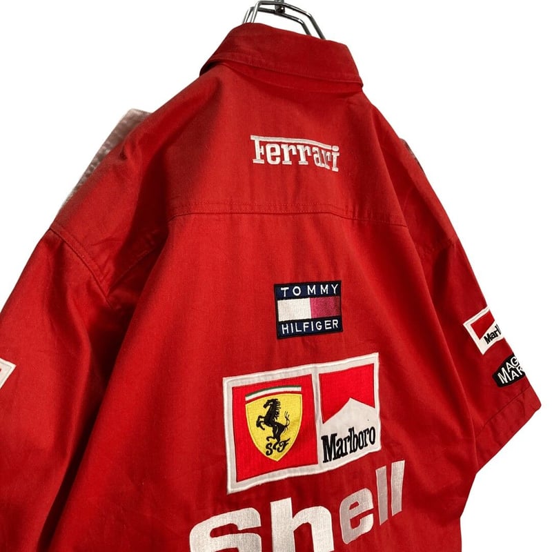 の*ら様 非売品✨ 90s トミー ヒルフィガー フェラーリ F1 レーシングジ 90s Ferrari × Tommy hilfiger pit shirt | 無無