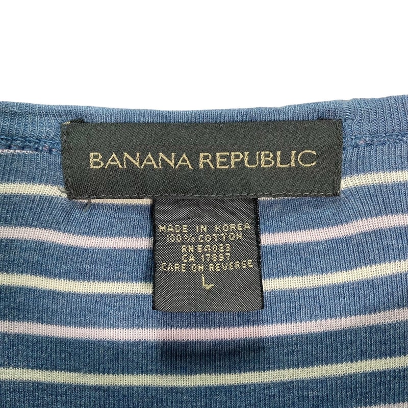 90s BANANA REPUBLIC L/S multicolored border Tee