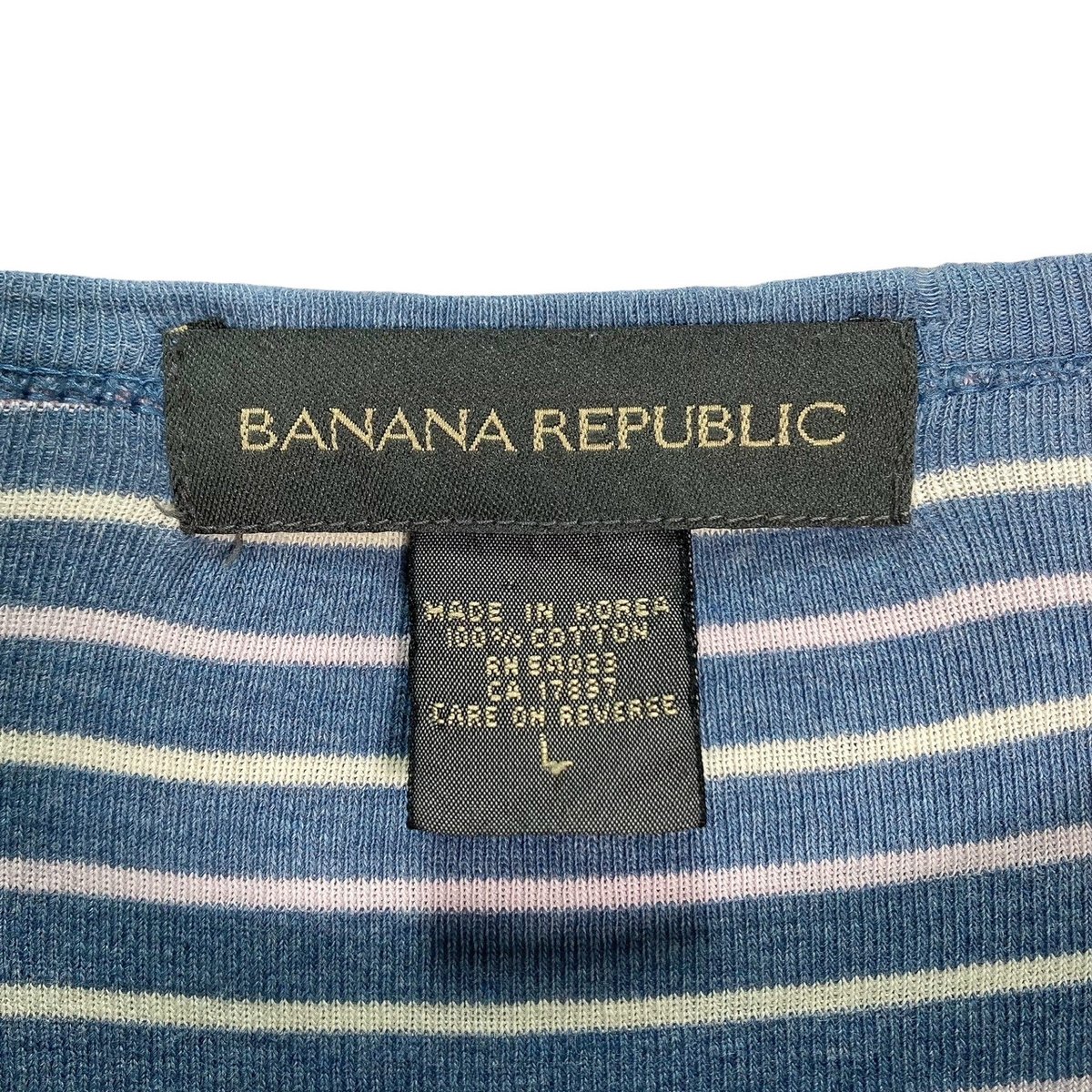 90s BANANA REPUBLIC L/S multicolored border Tee