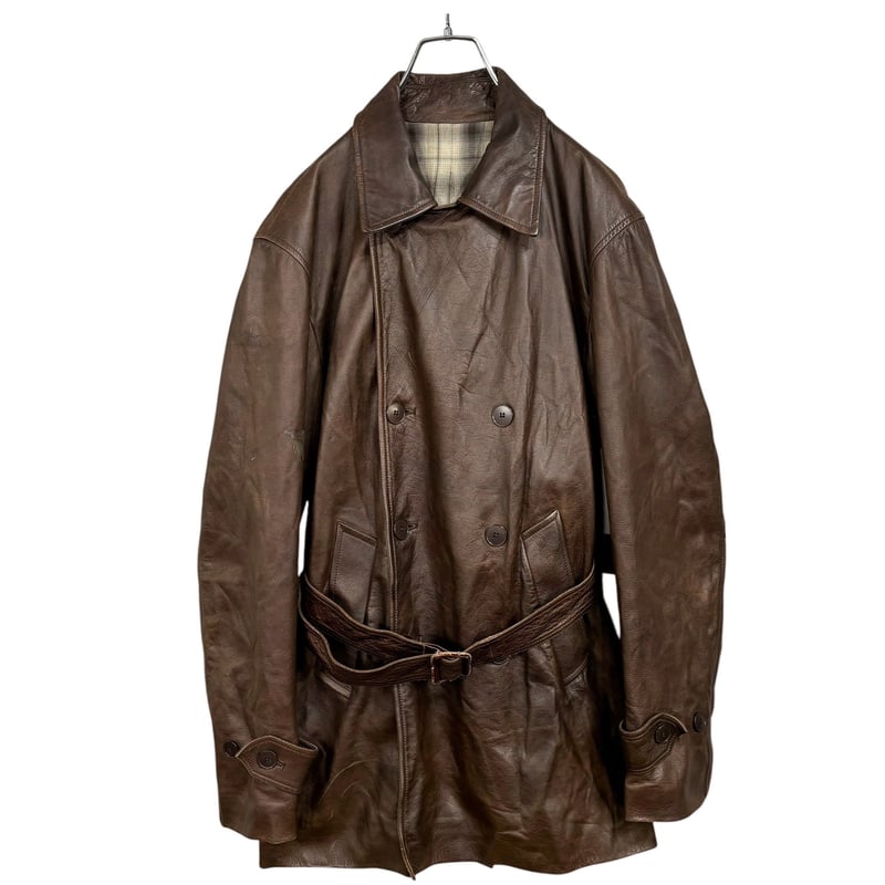 90s French agnes b. HOMME calf leather brown co