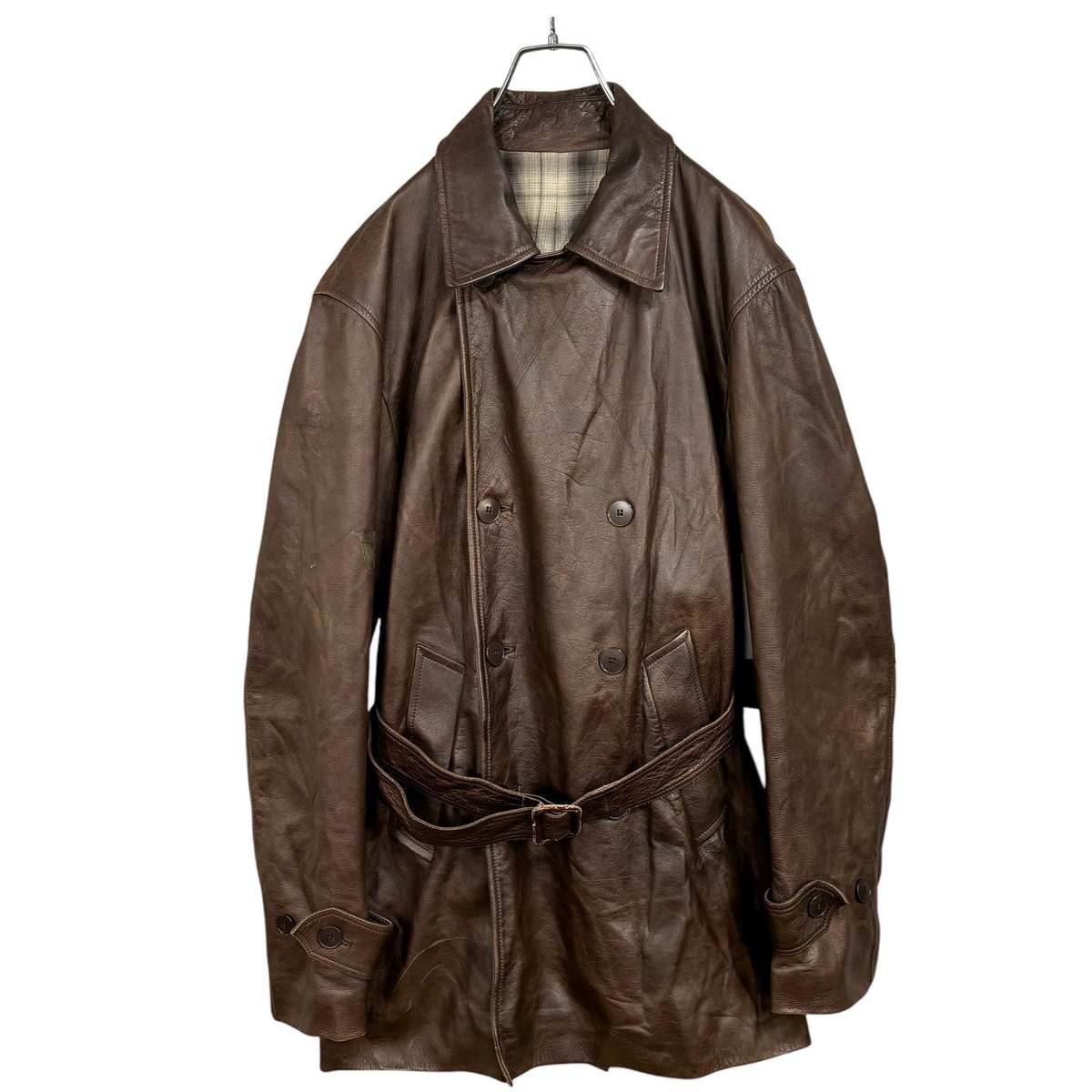 90s French agnes b. HOMME calf leather brown co