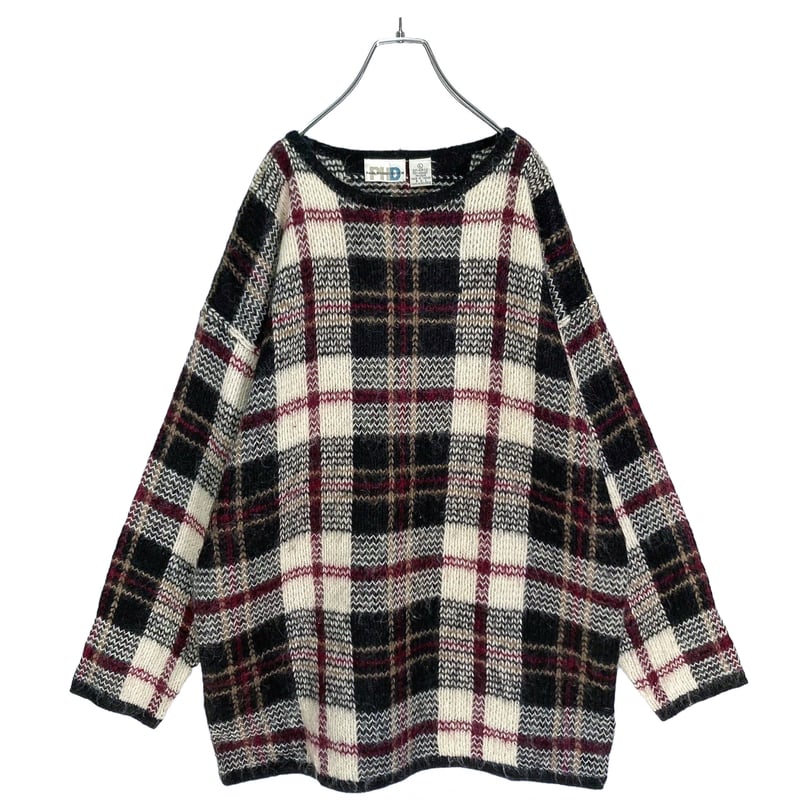 90s PAUL HARRIS DESIGN Mohair/Acrylic check kni