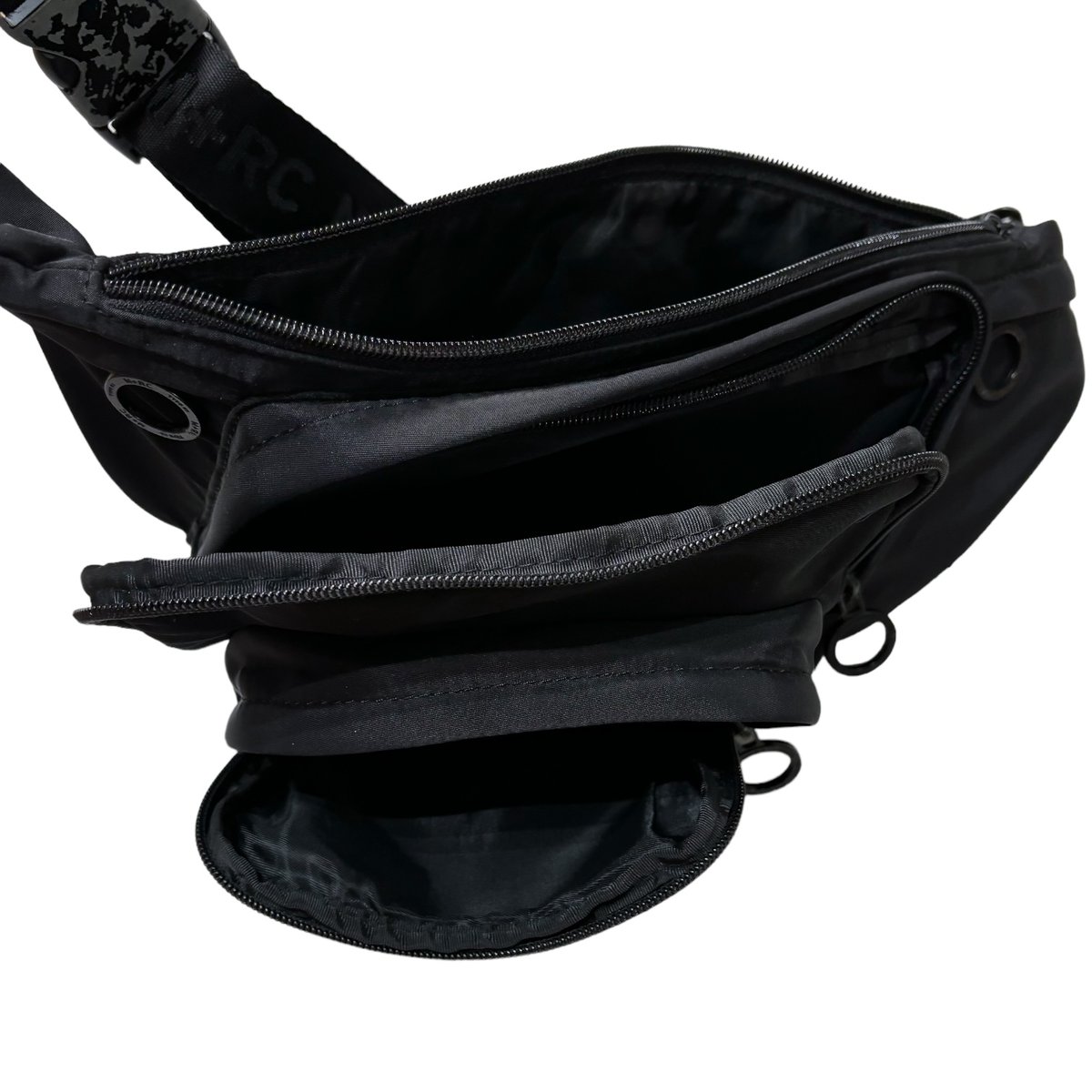 M + RC NOIR black nylon logo shoulder bag | 無無
