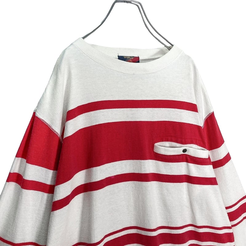 90s WORLD ISLAND L/S border design T-SHIRT | 無無