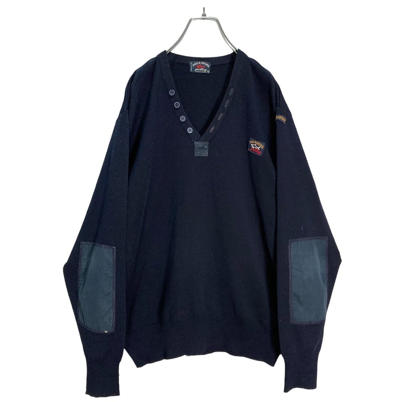 90s PAUL & SHARK L/S logo design knit sweater | 無無