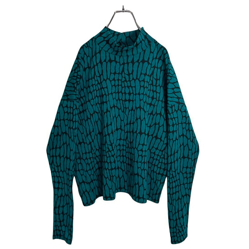 80s units mock neck all pattern knit sew | 無無