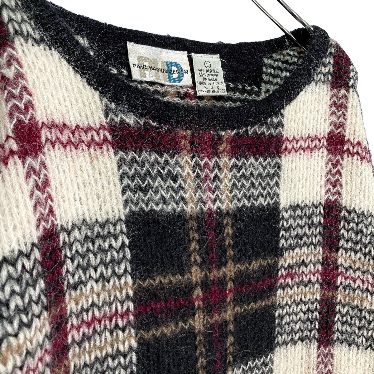 90s PAUL HARRIS DESIGN Mohair/Acrylic check kni