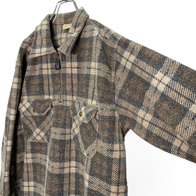 90s ST.JOHN'S BAY L/S half zip check nel shirt