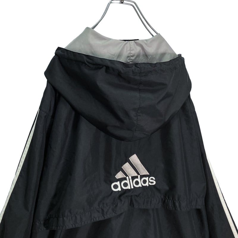 90s adidas L/S logo embroidered black anorak pa