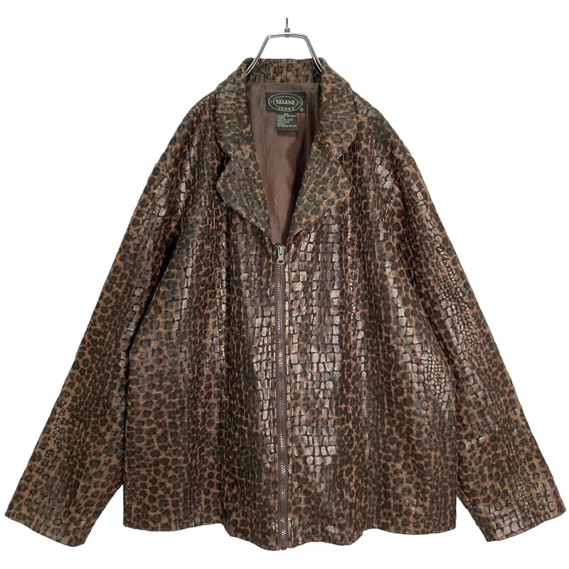 90s SELENE SPORT zip-up leopard embossing jacke