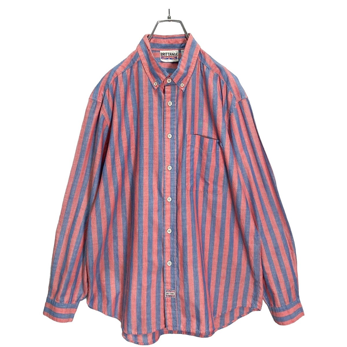 80-90s BRITTANIA Red × Blue L/S BD stripe shirt 80-90s BRITTANIA Red × Blue L/S BD stripe shirt