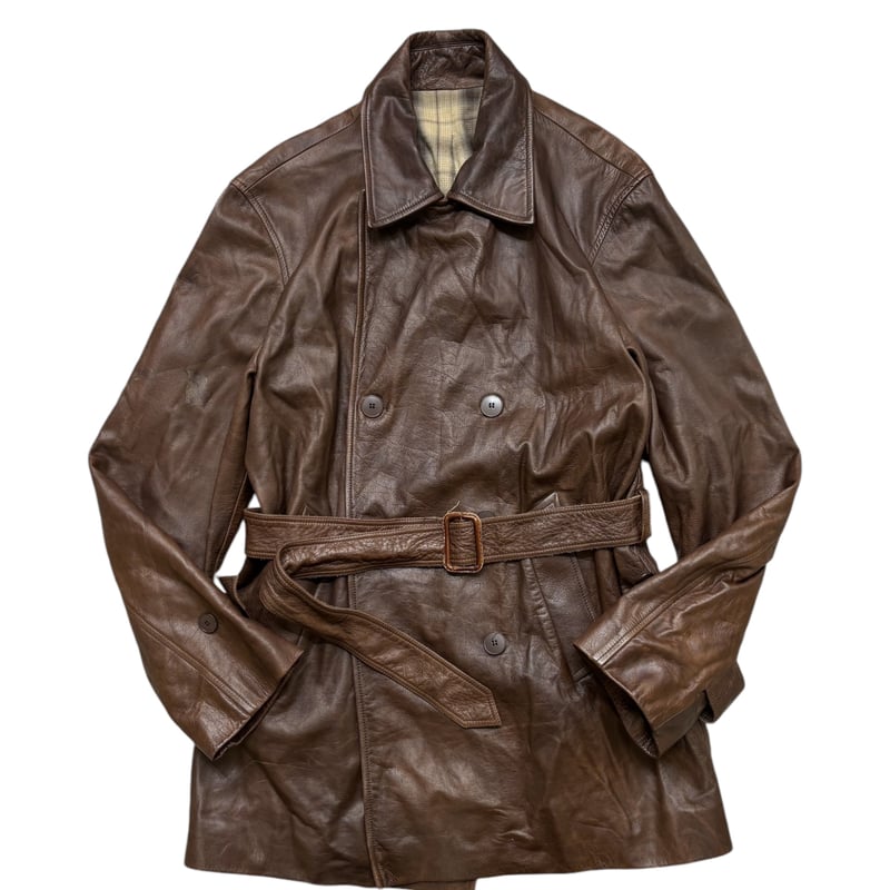 agnès b. HOMME カーフレザーコート フランス製　ヴィンテージ 90s French agnes b. HOMME calf leather brown co