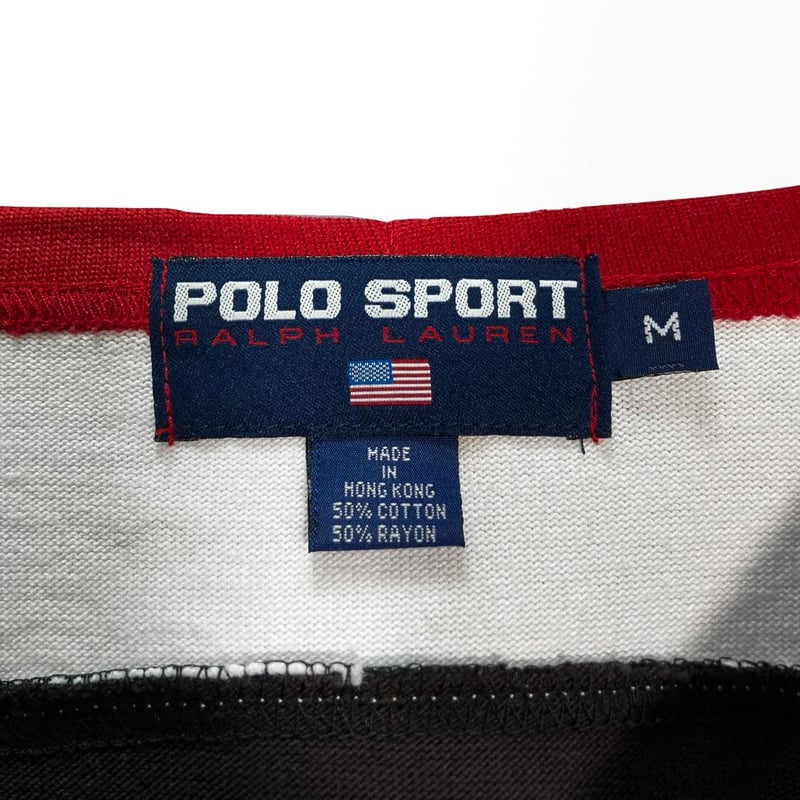 90s polo sports ラルフローレン　フットボール　Tシャツ　M 古着 90s POLO SPORT Ralph Lauren 「USA」 黒×白 バイカラー