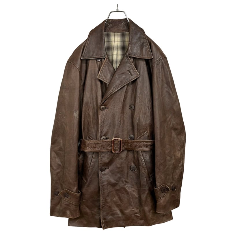 90s French agnes b. HOMME calf leather brown co