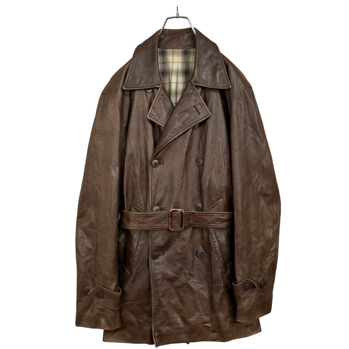 90s French agnes b. HOMME calf leather brown co