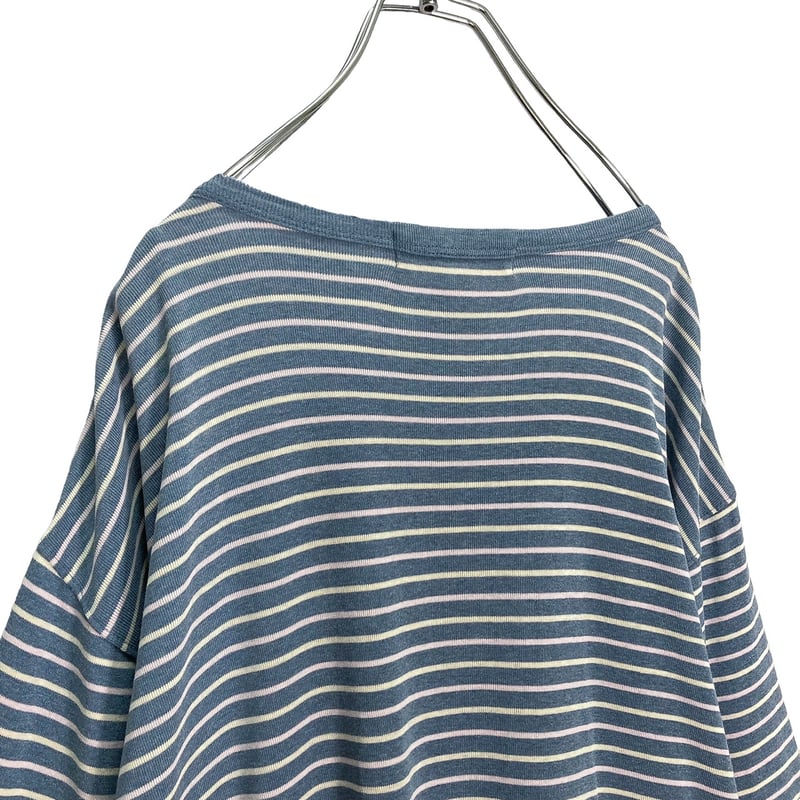 90s BANANA REPUBLIC L/S multicolored border Tee