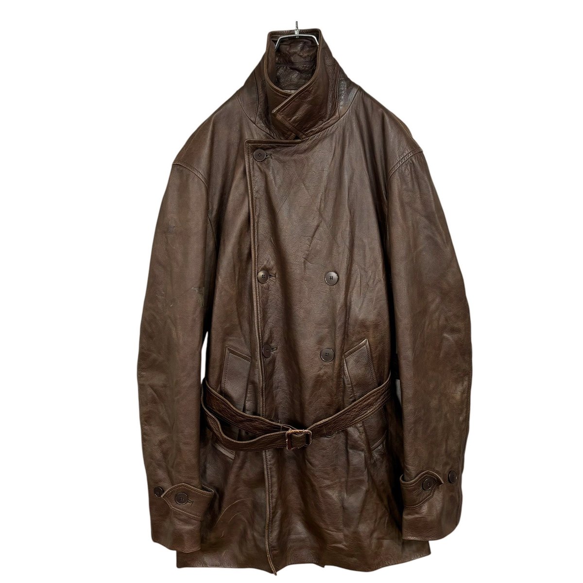 90s French agnes b. HOMME calf leather brown co