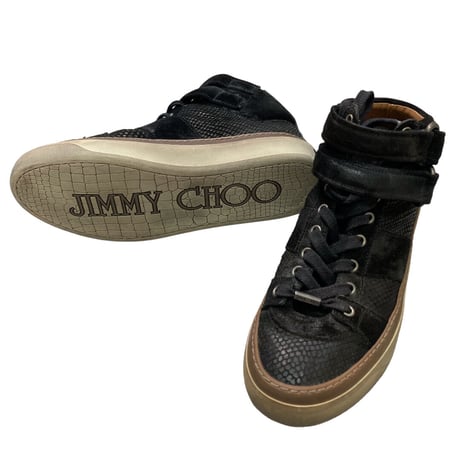 JIMMY CHOO high cut embossing leather sneaker