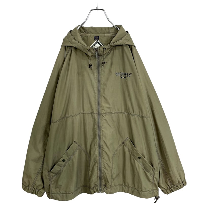  peak フード付きフルジップナイロンジャケット カーキ 90s GEAR FOR SPORTS zip-up hooded nylon jacket