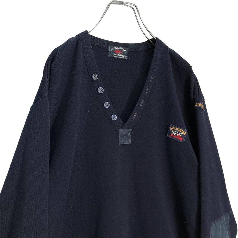 90s PAUL & SHARK L/S logo design knit sweater | 無無