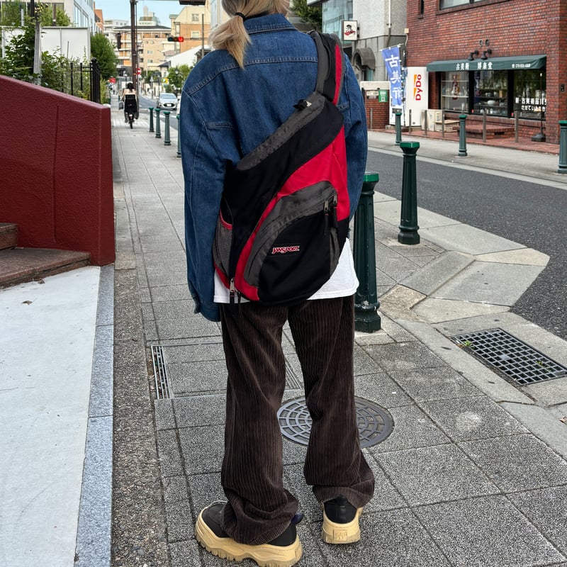 90-00s JANSPORT Black × Red design one shoulder