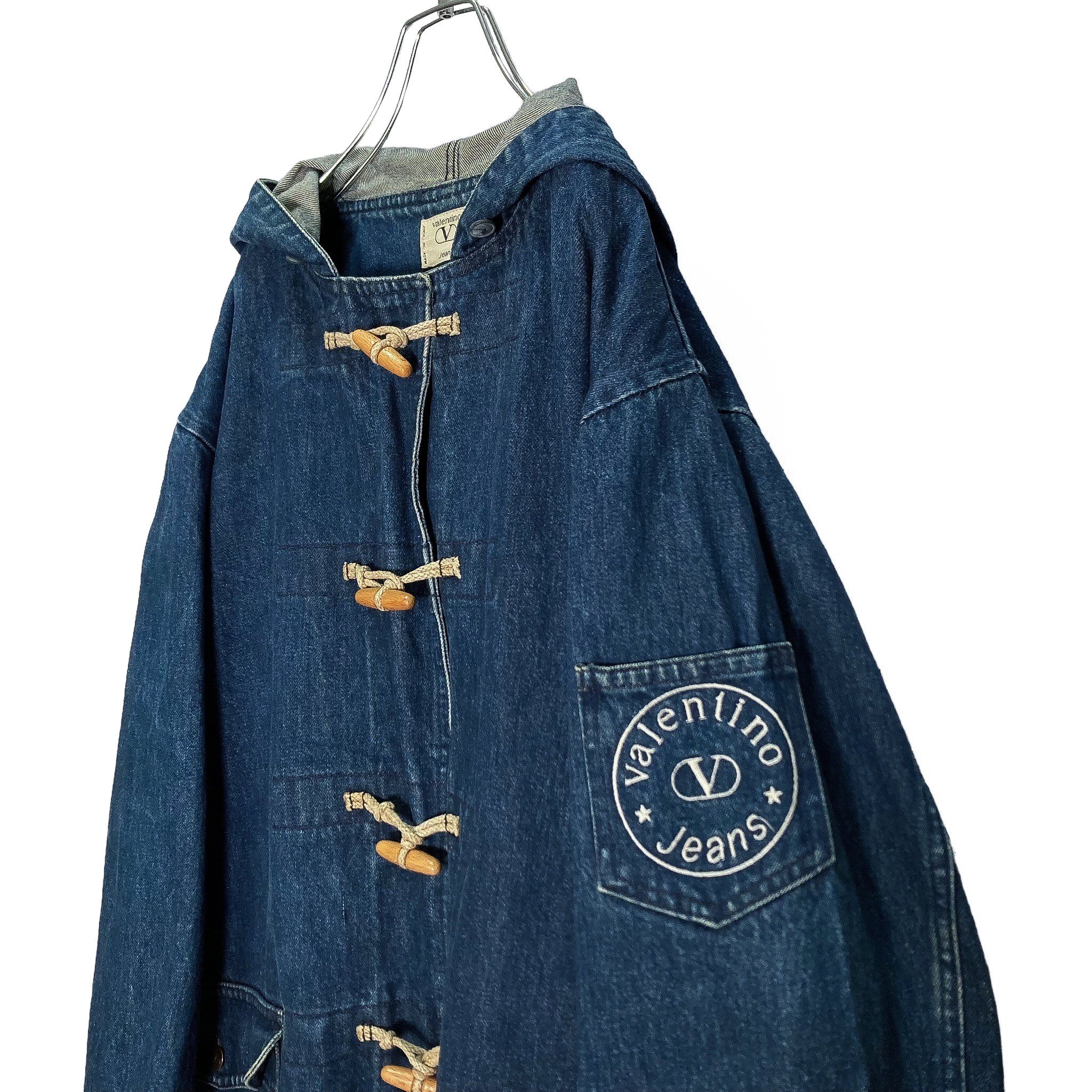 90s FORENZAフォレンツァ デニムダッフルコート M 未使用ヴィンテージ 90s Valentino Jeans check lining denim duffle c