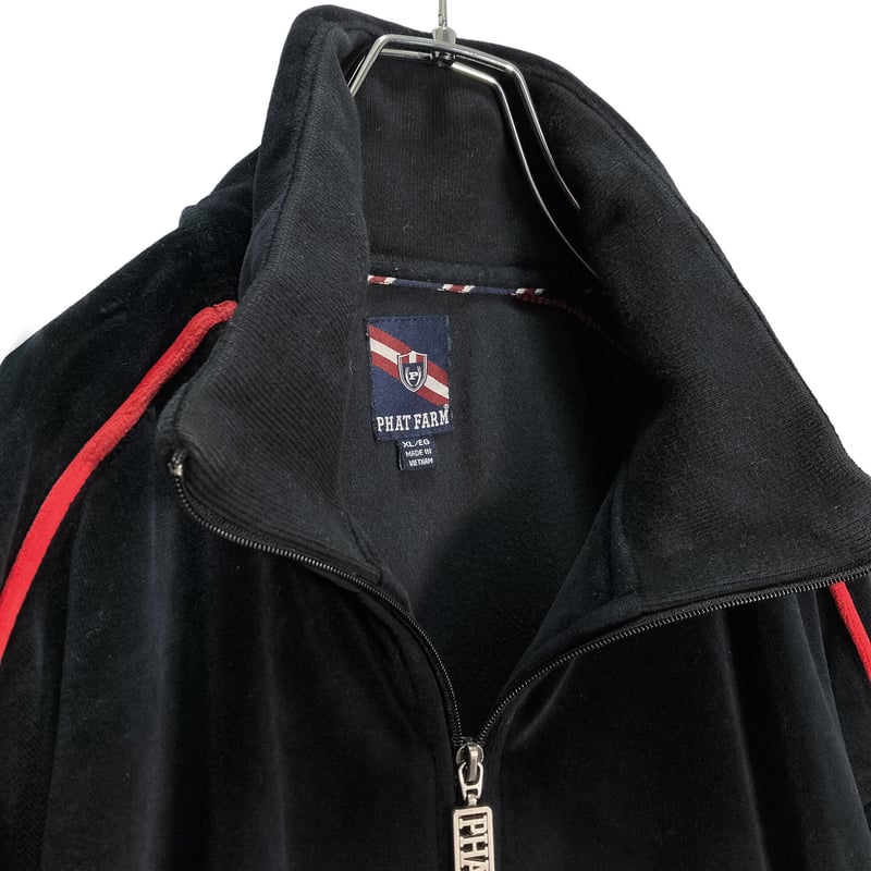 90-00s PHAT FARM zip-up fat piping velours jack