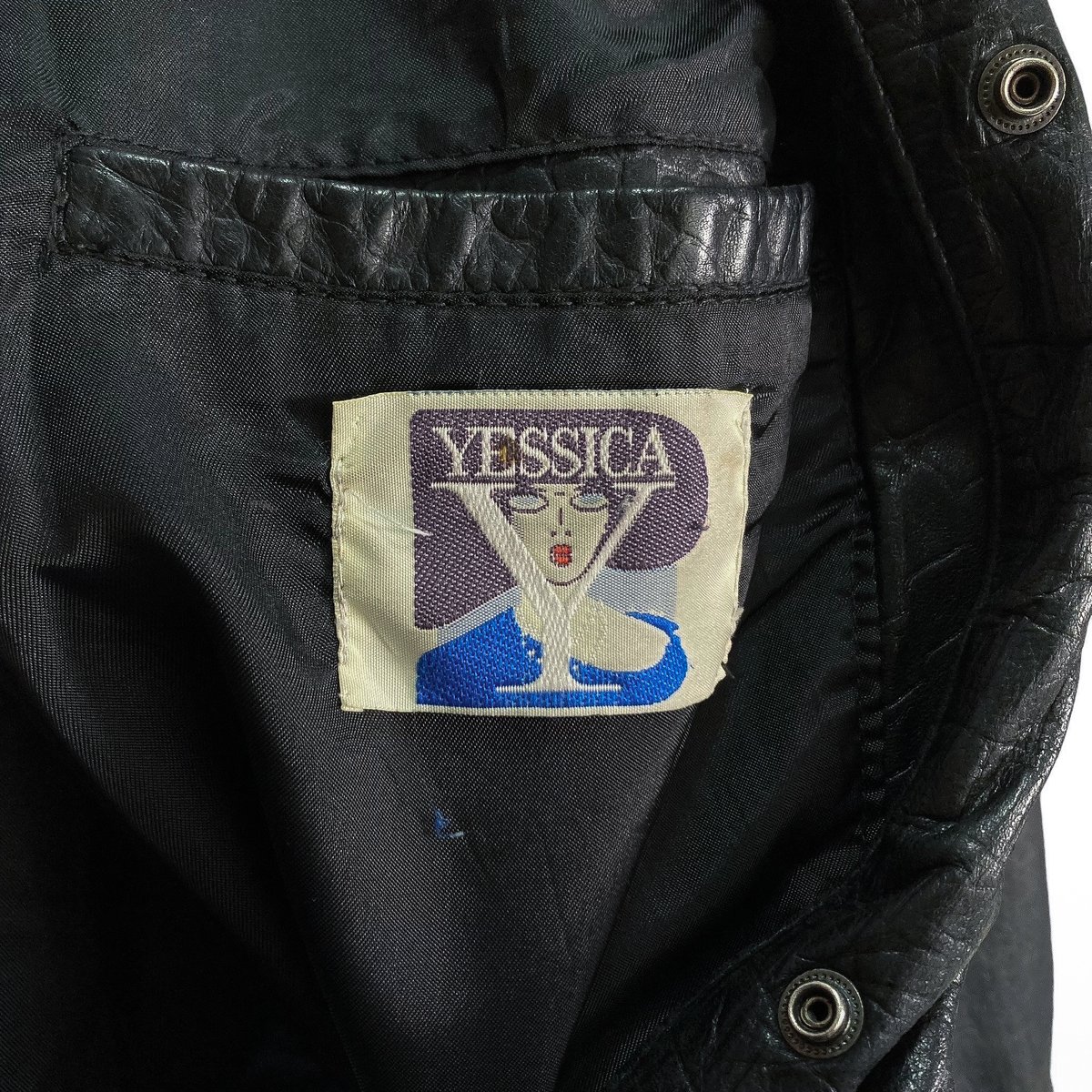 80-90s YESSICA C&A embossing design leather jac 80-90s YESSICA C&A embossing design leather jac