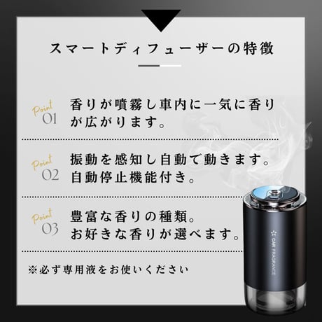 【ボトルタイプ】車用芳香剤 スマートディフューザー　専用液付き
