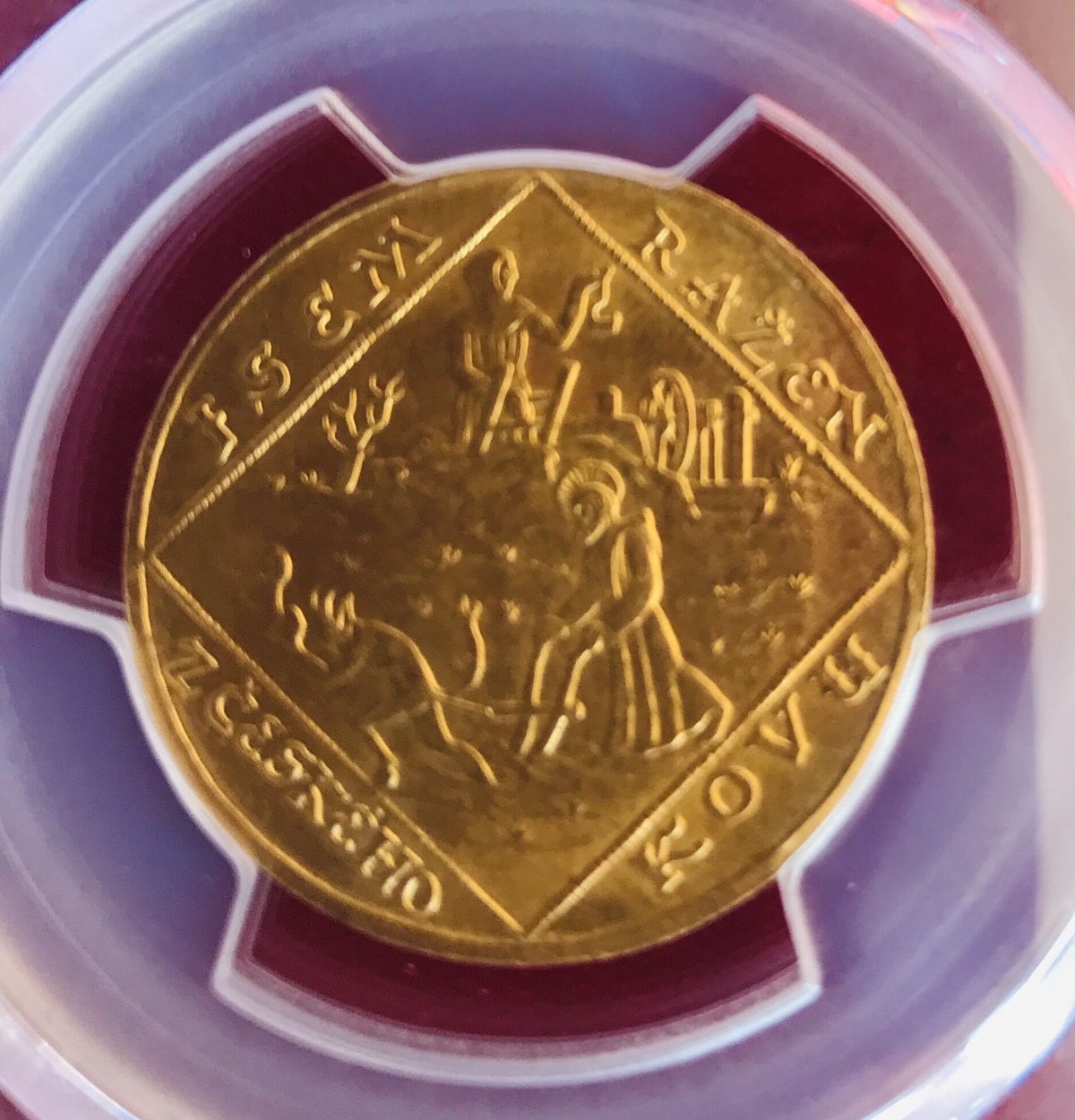 1928年 チェコスロバキア 4ダカット金貨 高鑑定MS64 共和国建国10周年 