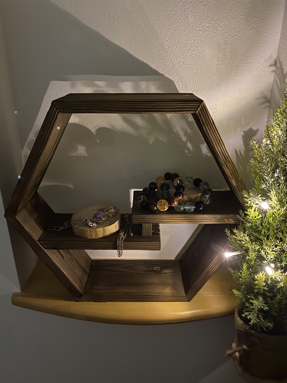 木枠六角形1片20cm(小棚付き) | コトノ葉