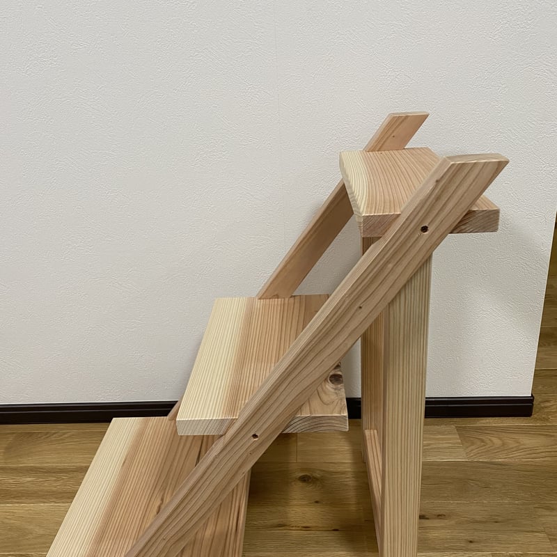 三段棚　ミニ階段　木工　ハンドメイド 三段棚ミニ階段木工ハンドメイド