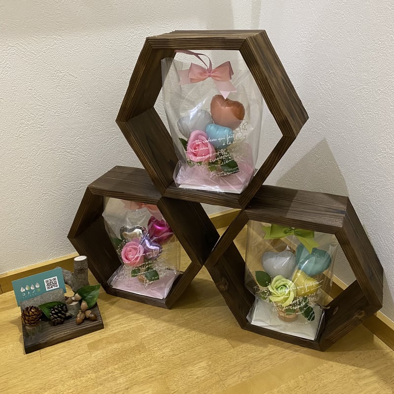 木製 六角形 置物 ブラウン セット 木枠六角形(15センチ角) | コトノ葉