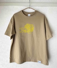 チーターが歩く｜ビックシルエットTシャツ5.6oz［サンドカーキ／S］