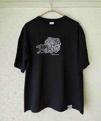 ビックシルエットT-shirt_unisex_チータが歩く_ﾌﾞﾗｯｸ