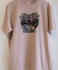 牛の親子｜Tシャツ5.6oz［スモーキーピンク／M］