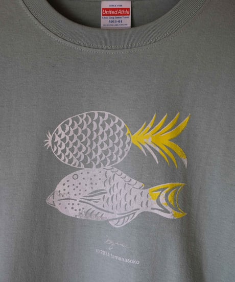 【一点もの】パインチャー｜5.6ozロングTシャツ［スモーキーグリーン／XS］