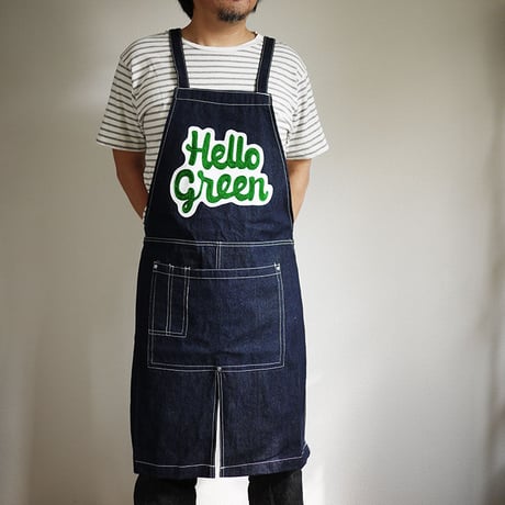 Denim Work Apron "Hello Green"