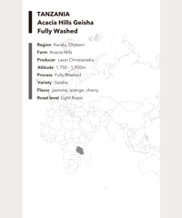 TANZANIA Acacia Hills Geisha Fully Washed