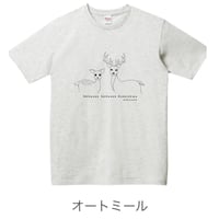 牛乳カップル「鹿さんこんにちは」Tシャツ（オートミール）A