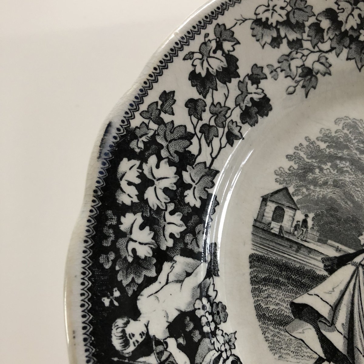 1820s~ Louis Montereau 二人の少女とグリザイユとプレートa 1820s~ Louis Montereau 二人の少女とグリザイユとプレートa