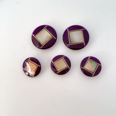 紫天然シェルヴィンテージボタン5個セット