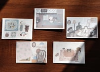 post card set " flower & bear "