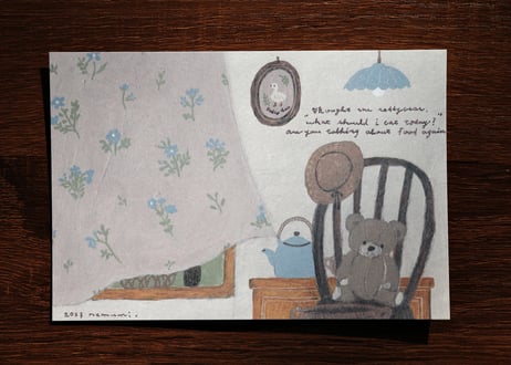 post card set " flower & bear "