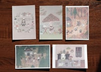 post card set " きのこの森 "